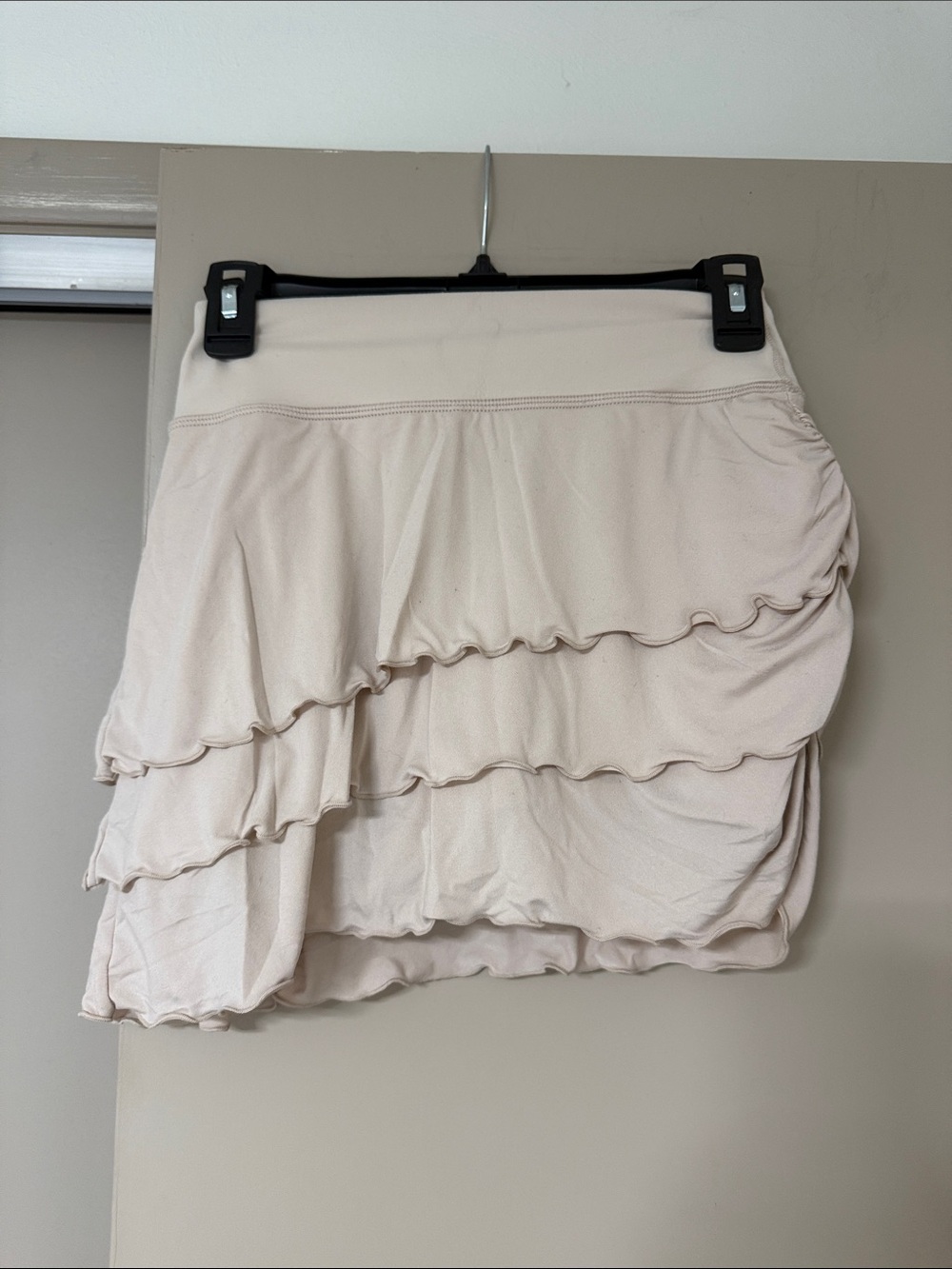 JoyLab Asymmetrical Tiered Ruffle Mini Skirt - Cream
